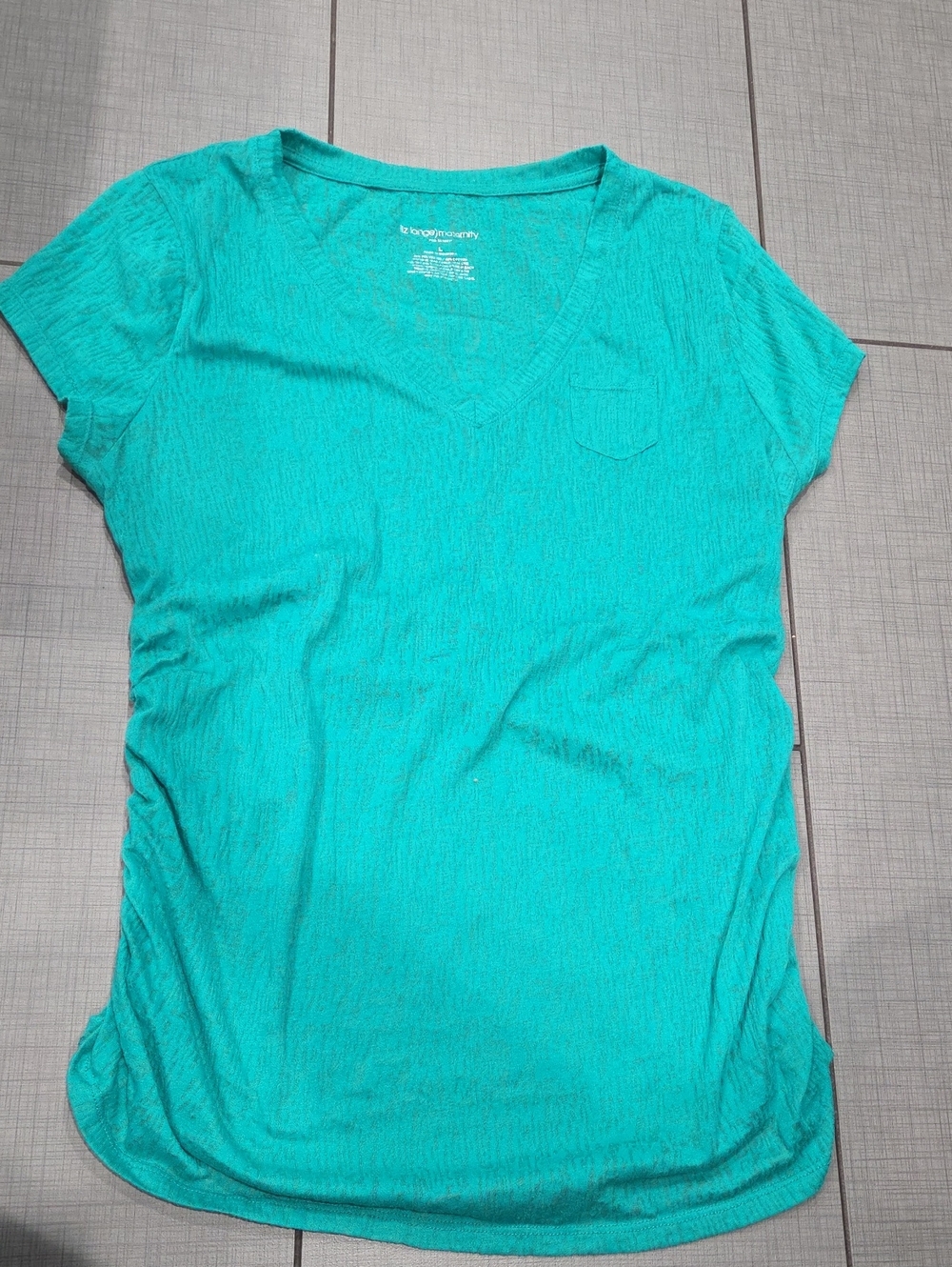 Liz Lange Maternity Teal V-Neck Short Sleeve Tee Large